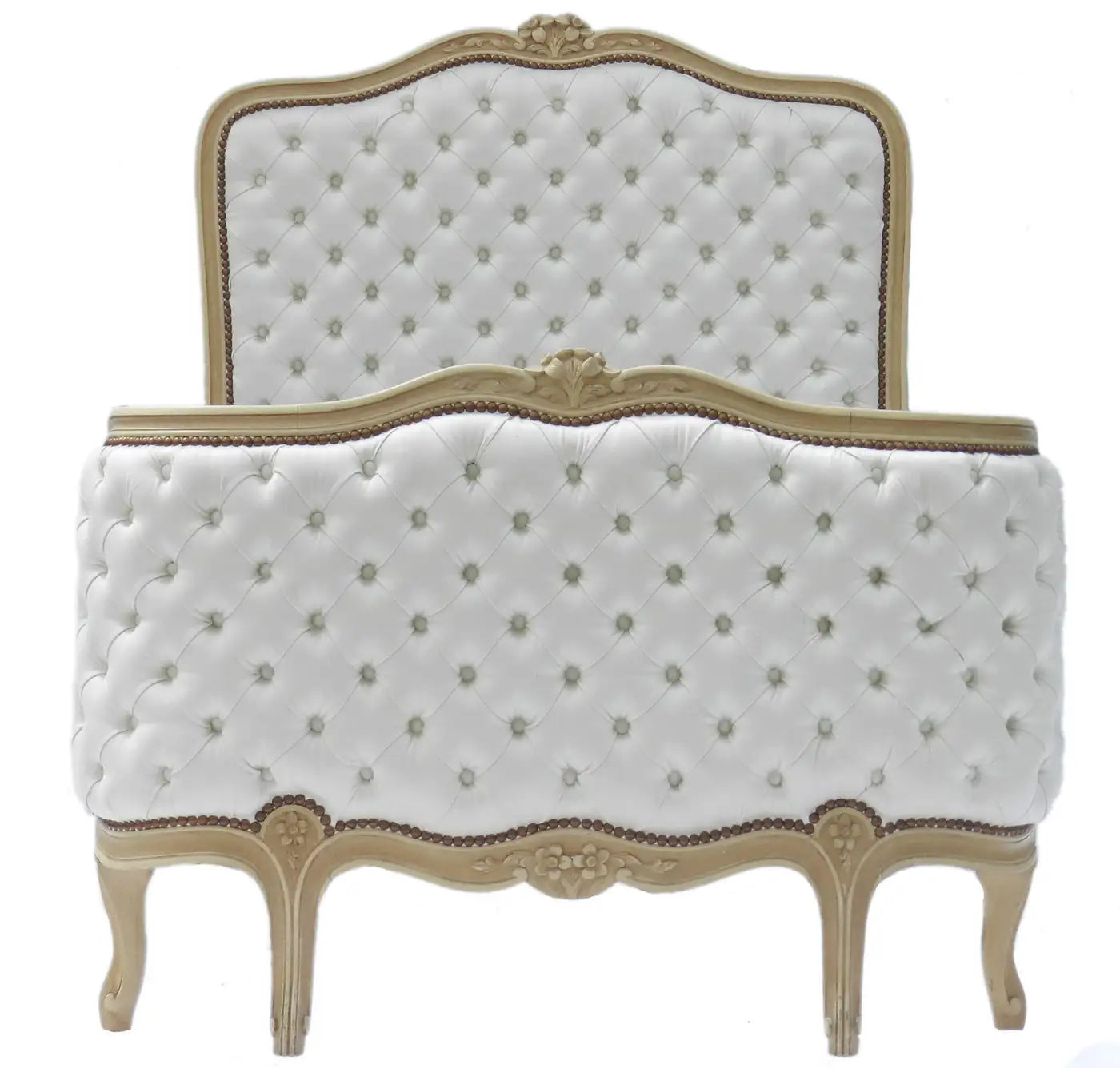 Daybed or Single Bed Upholstered Button Back French Early 20th Century