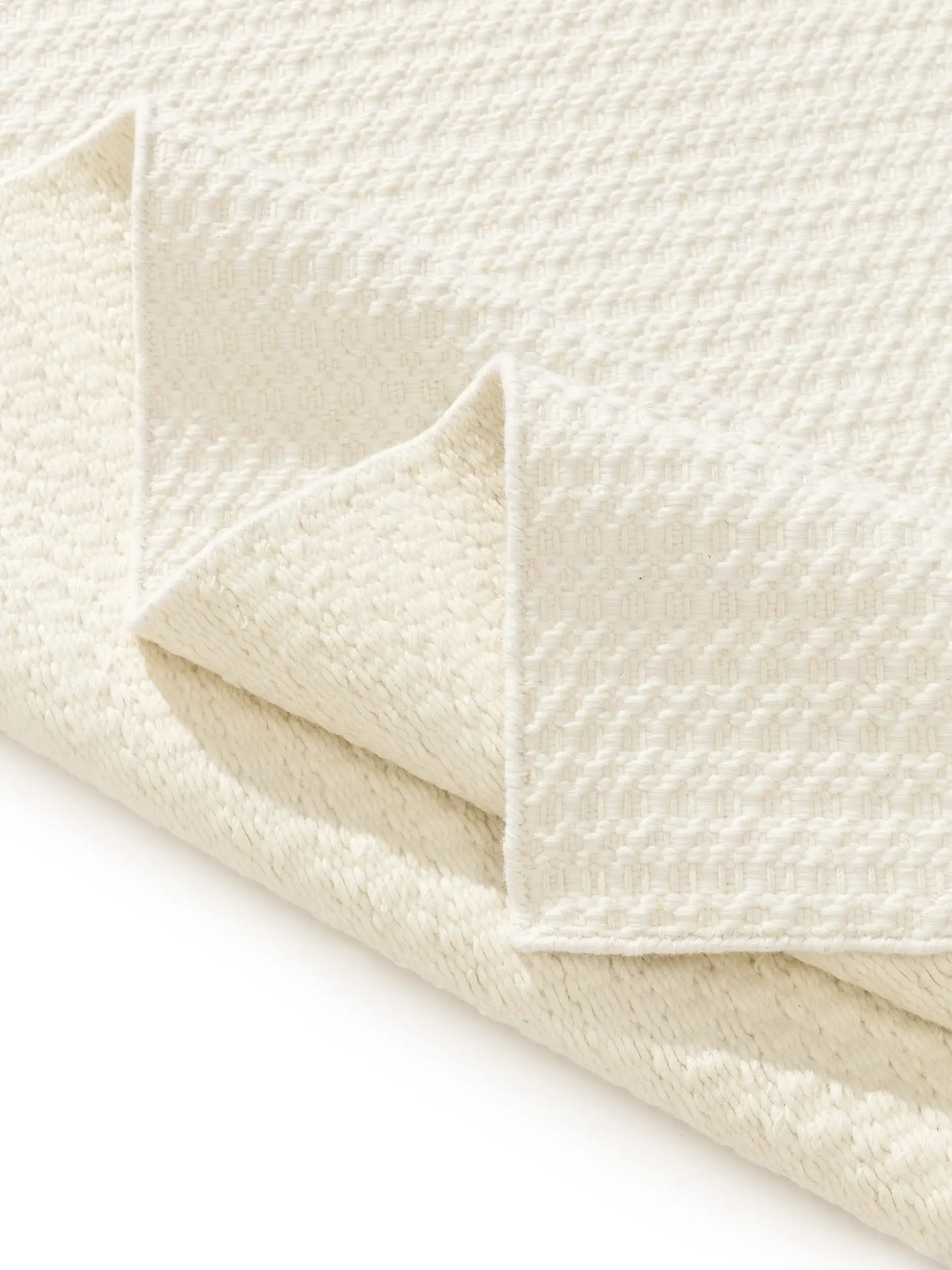Cream Solid Texture Luxury Wool Rug