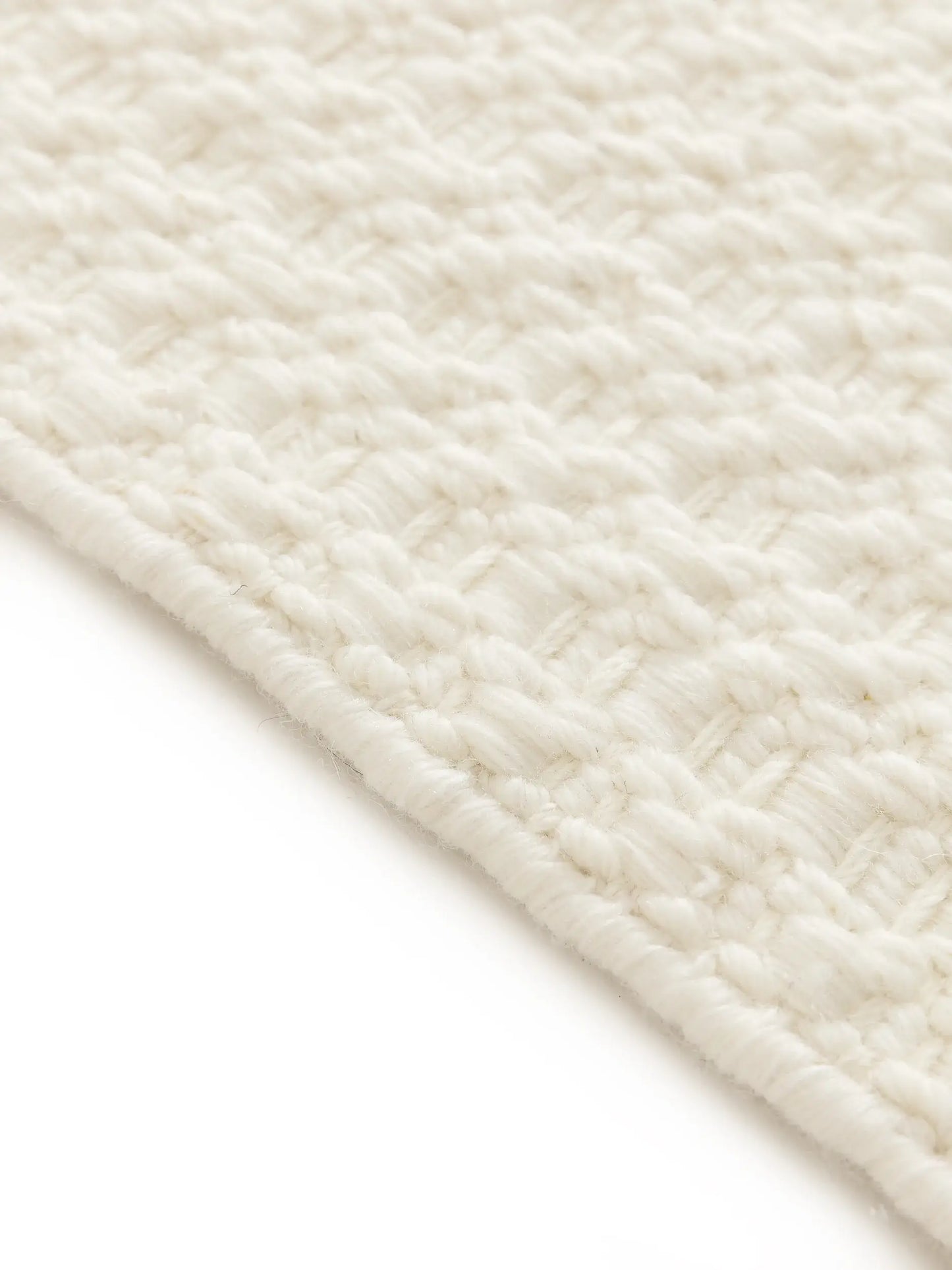 Cream Solid Texture Luxury Wool Rug