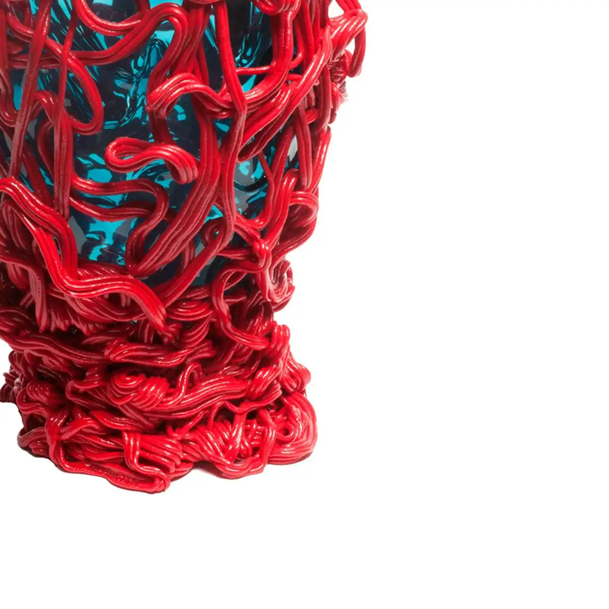Fish Design Gaetano Pesce Spaghetti Special Vase Soft Resin Red Blue
