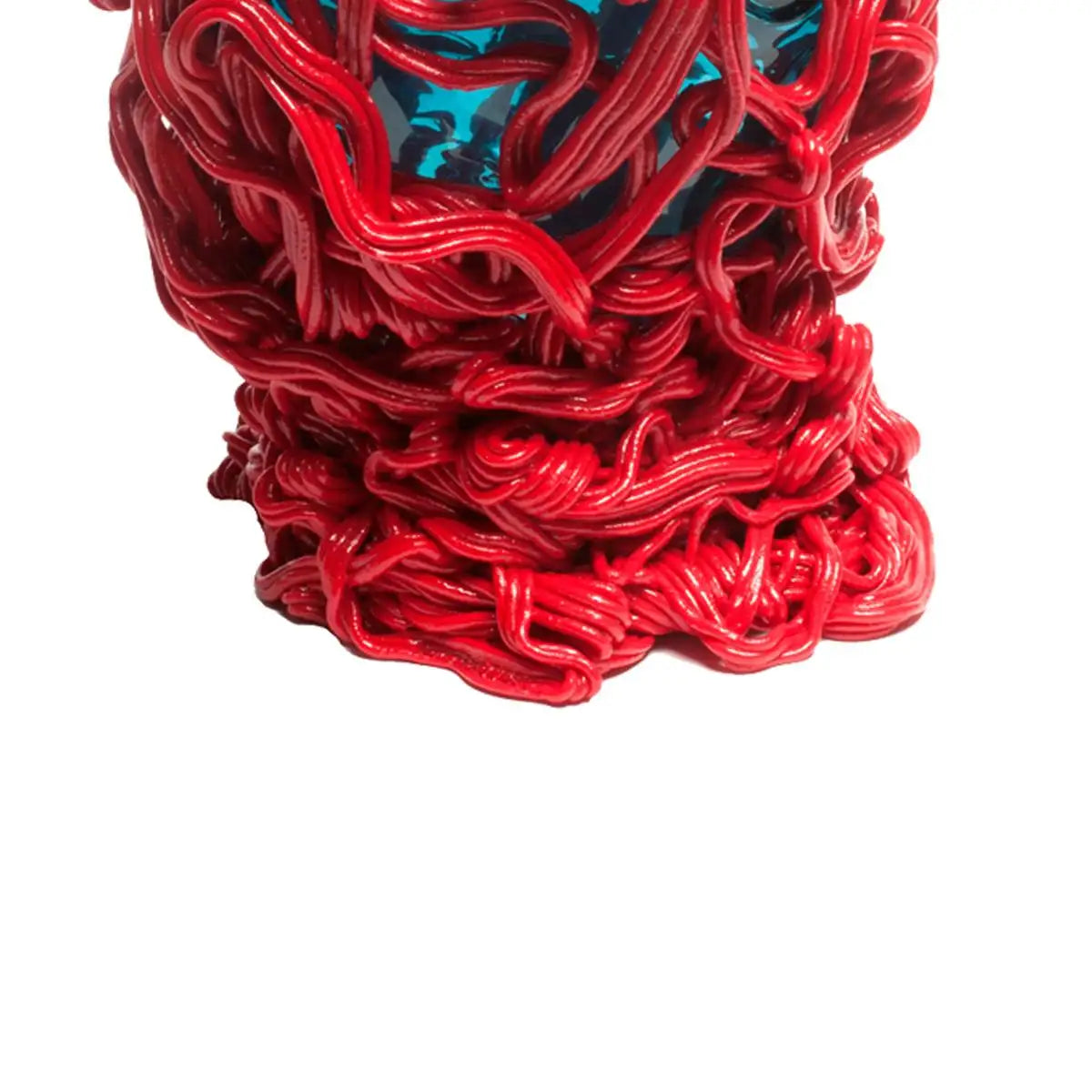 Fish Design Gaetano Pesce Spaghetti Special Vase Soft Resin Red Blue