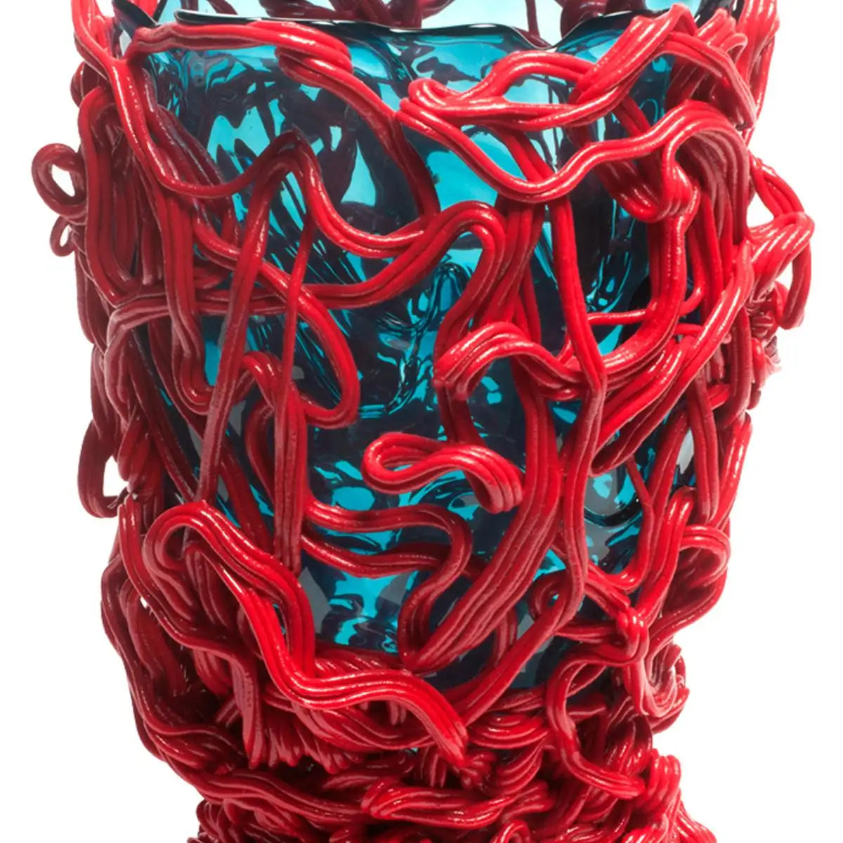 Fish Design Gaetano Pesce Spaghetti Special Vase Soft Resin Red Blue