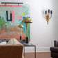Pillar Table Lamp, Contemporary Lamp, Antique Brass, Marble
