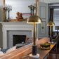 Pillar Table Lamp, Contemporary Lamp, Antique Brass, Marble