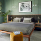 Cupid Bed in Black American Walnut & Velvet with Integrated Bedside Table