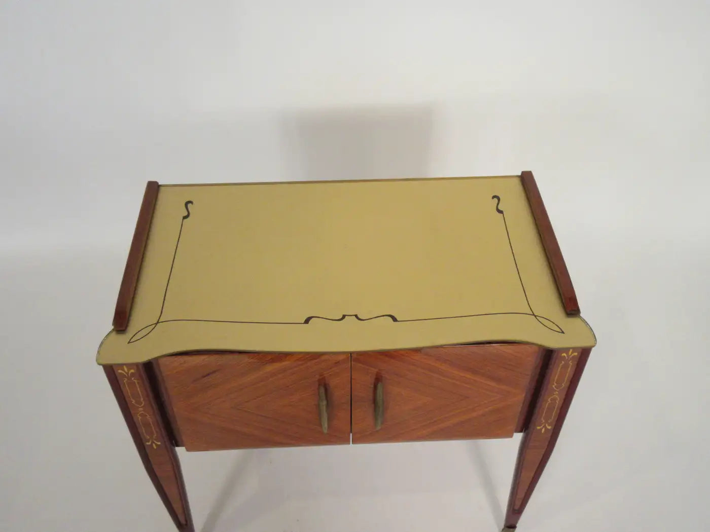 Pair of 1940s Italian Glass Top Nightstands