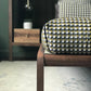 Cupid Bed in Black American Walnut & Velvet with Integrated Bedside Table