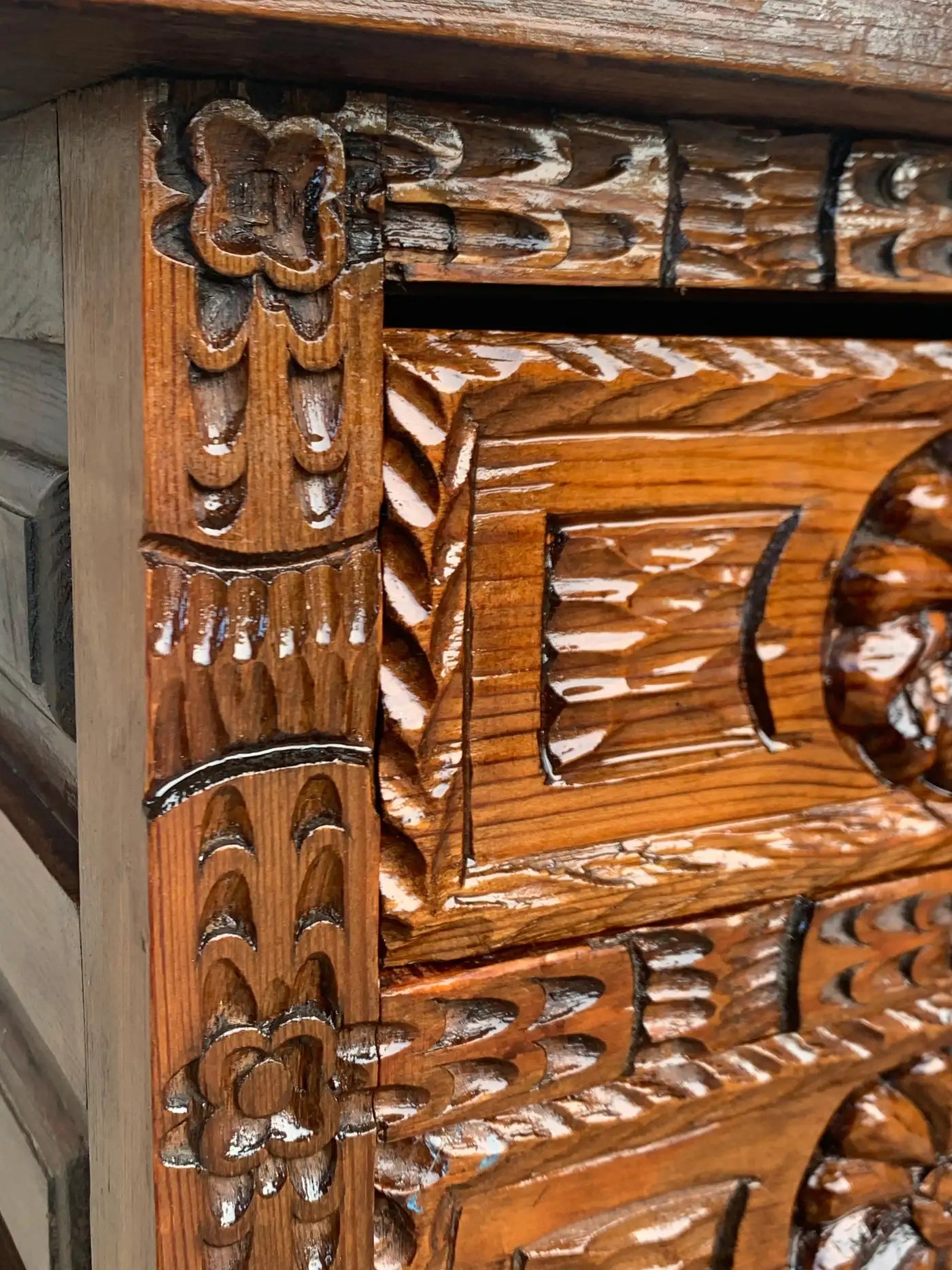 Antique Spanish Carved Walnut End Table or Nightstand with 2 Drawers