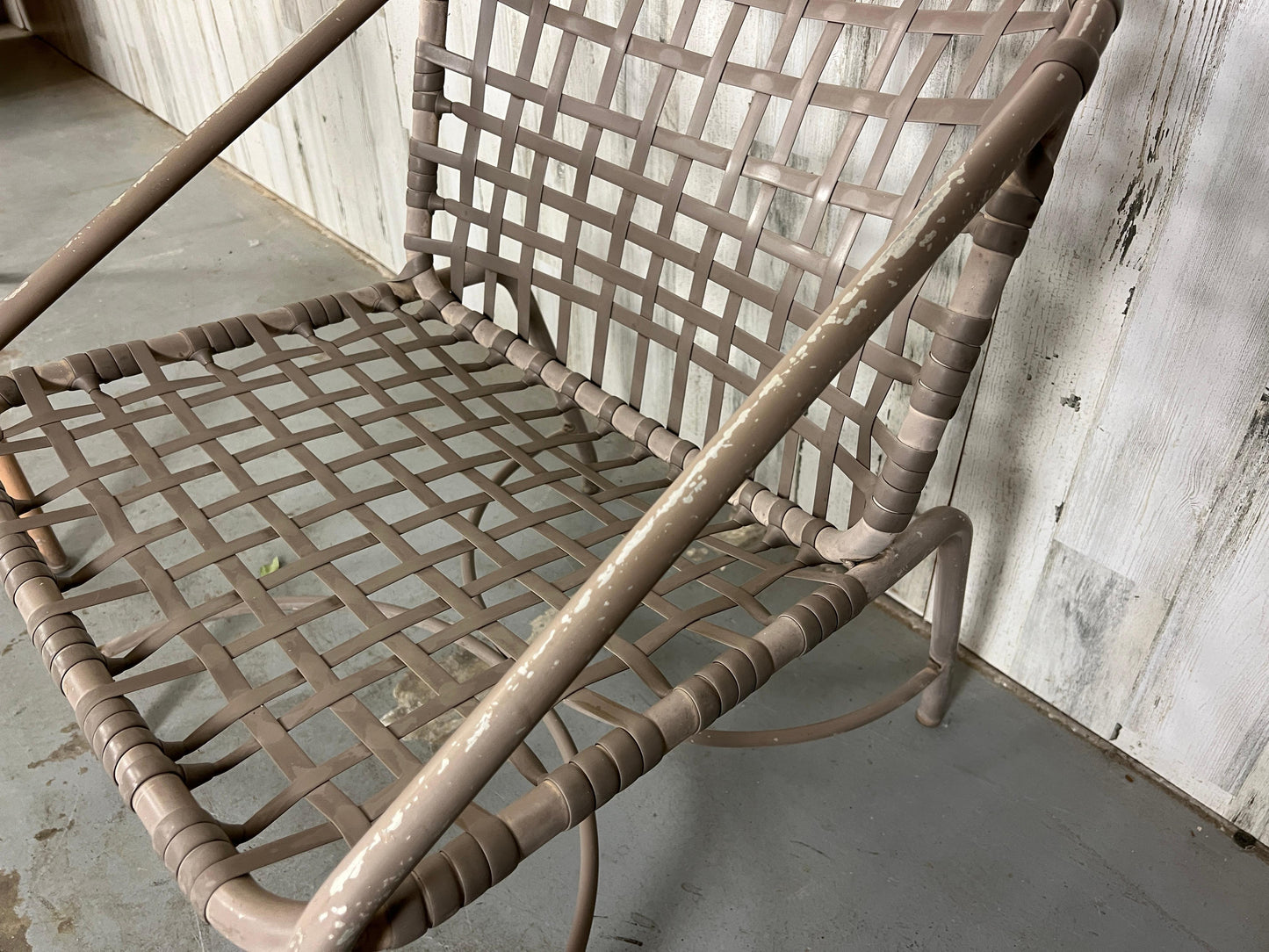 Mid-Century Modern Aluminum Patio Set with Glass Top Table and Four Chairs
