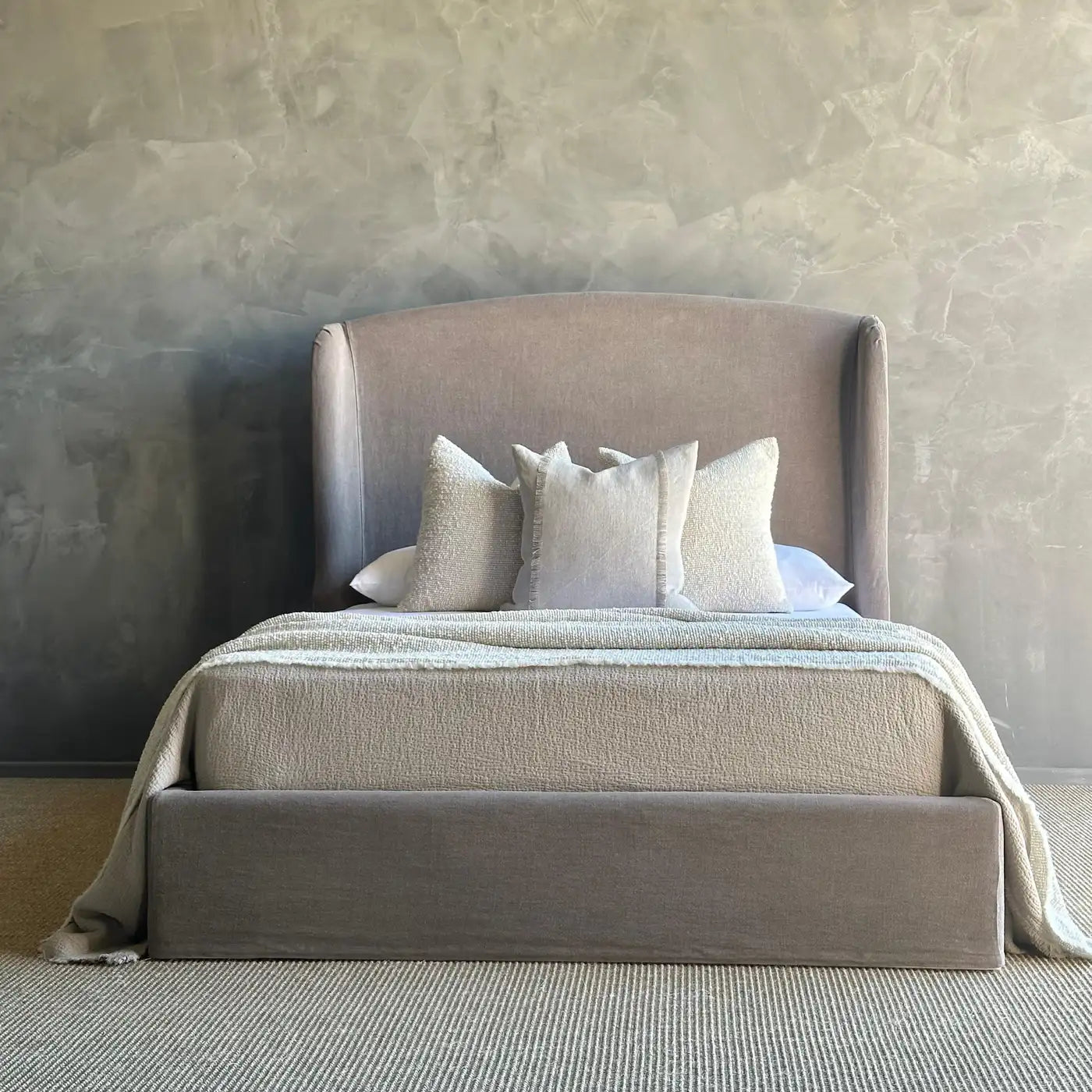 Queen Size Linen Slip Covered Bed
