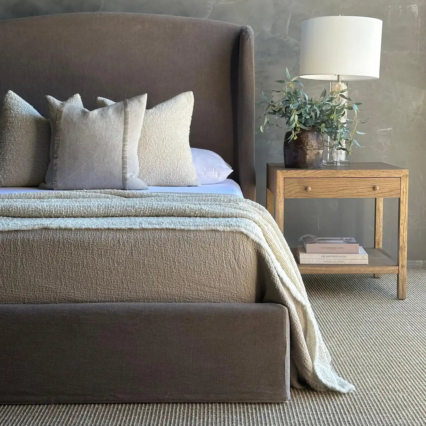 Queen Size Linen Slip Covered Bed