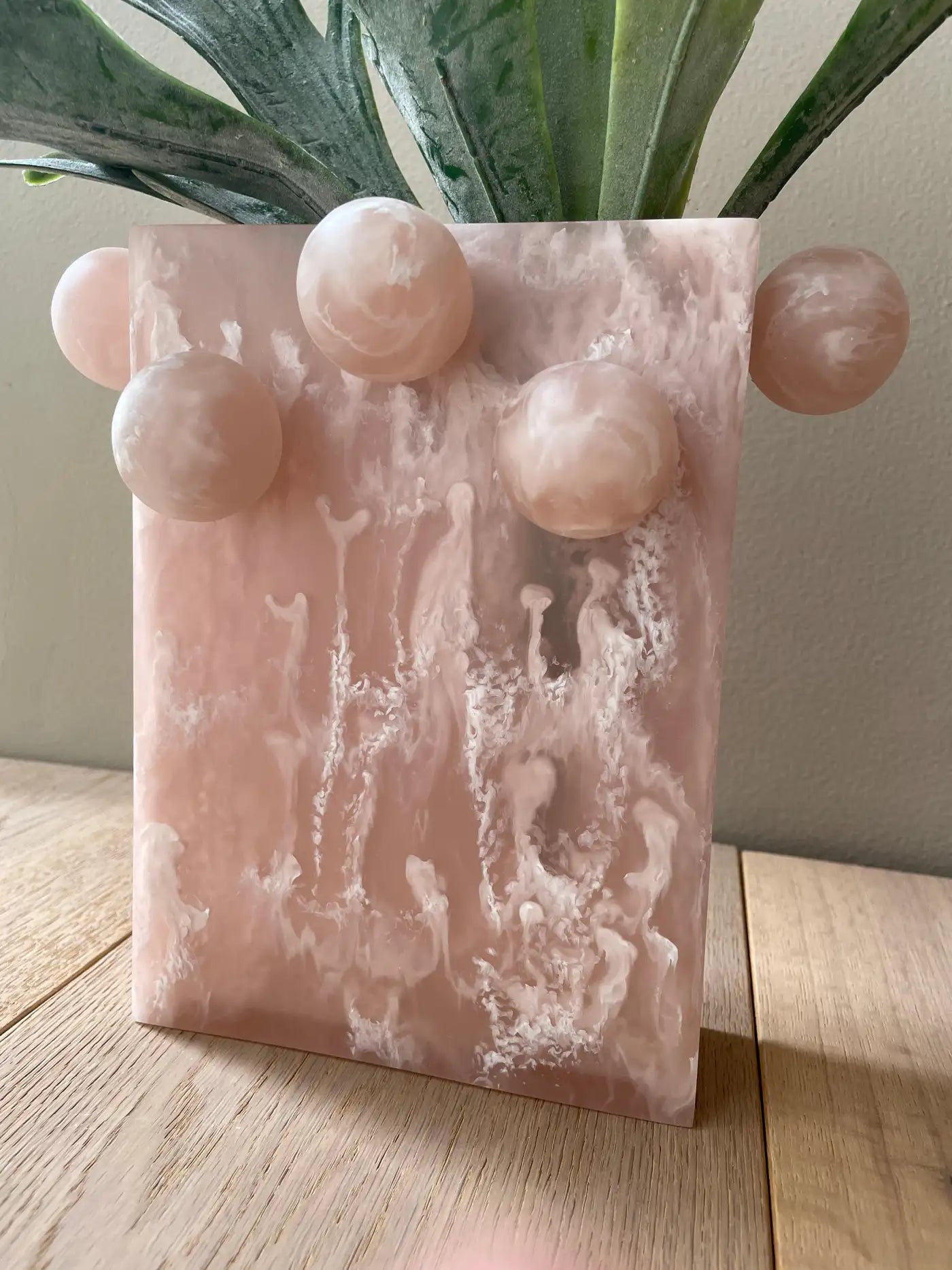 Rectangle Bubble Vase in Pink Resin