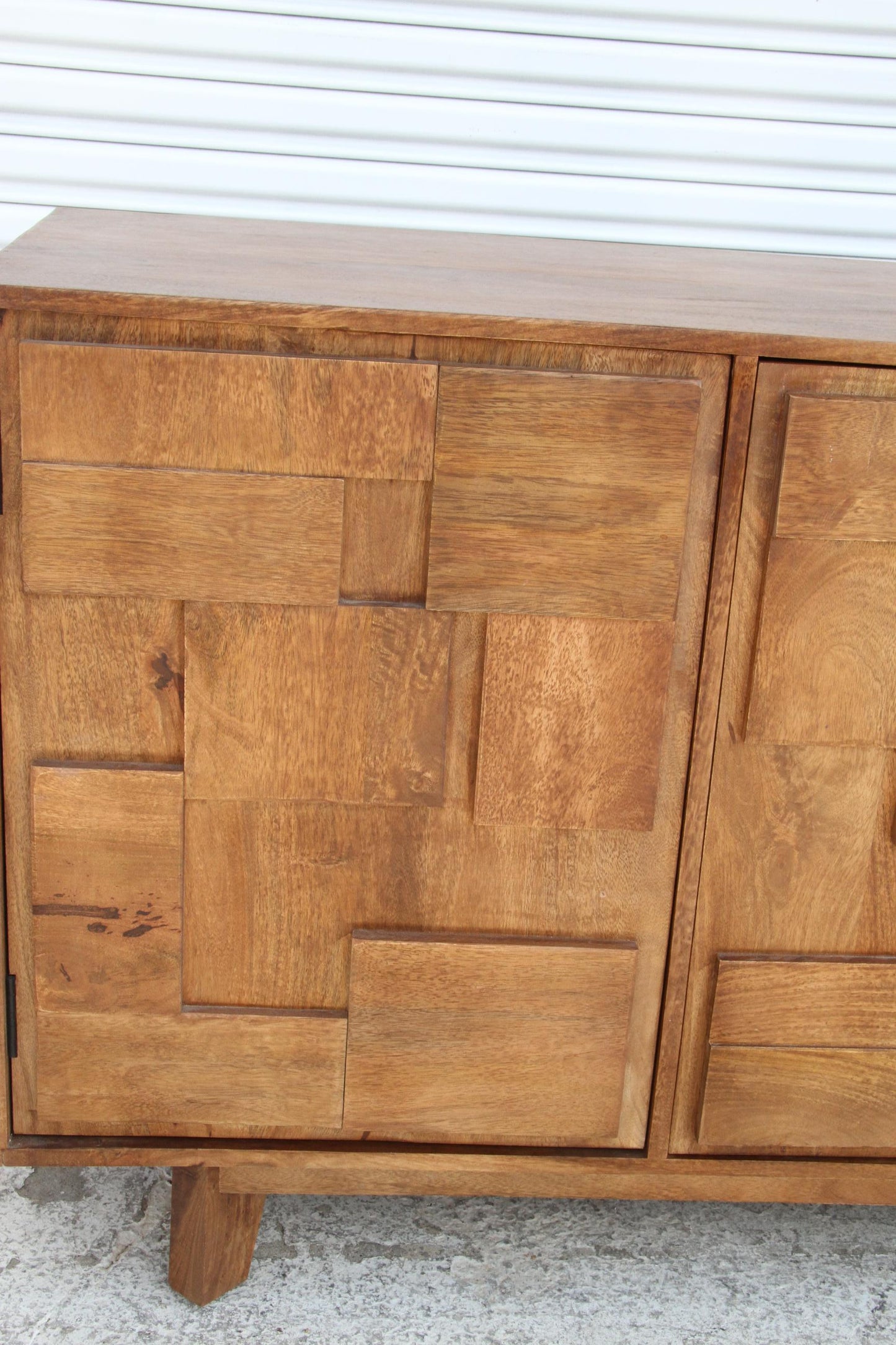 Mondrian Brutalist Four-Door Credenza – Mango Wood