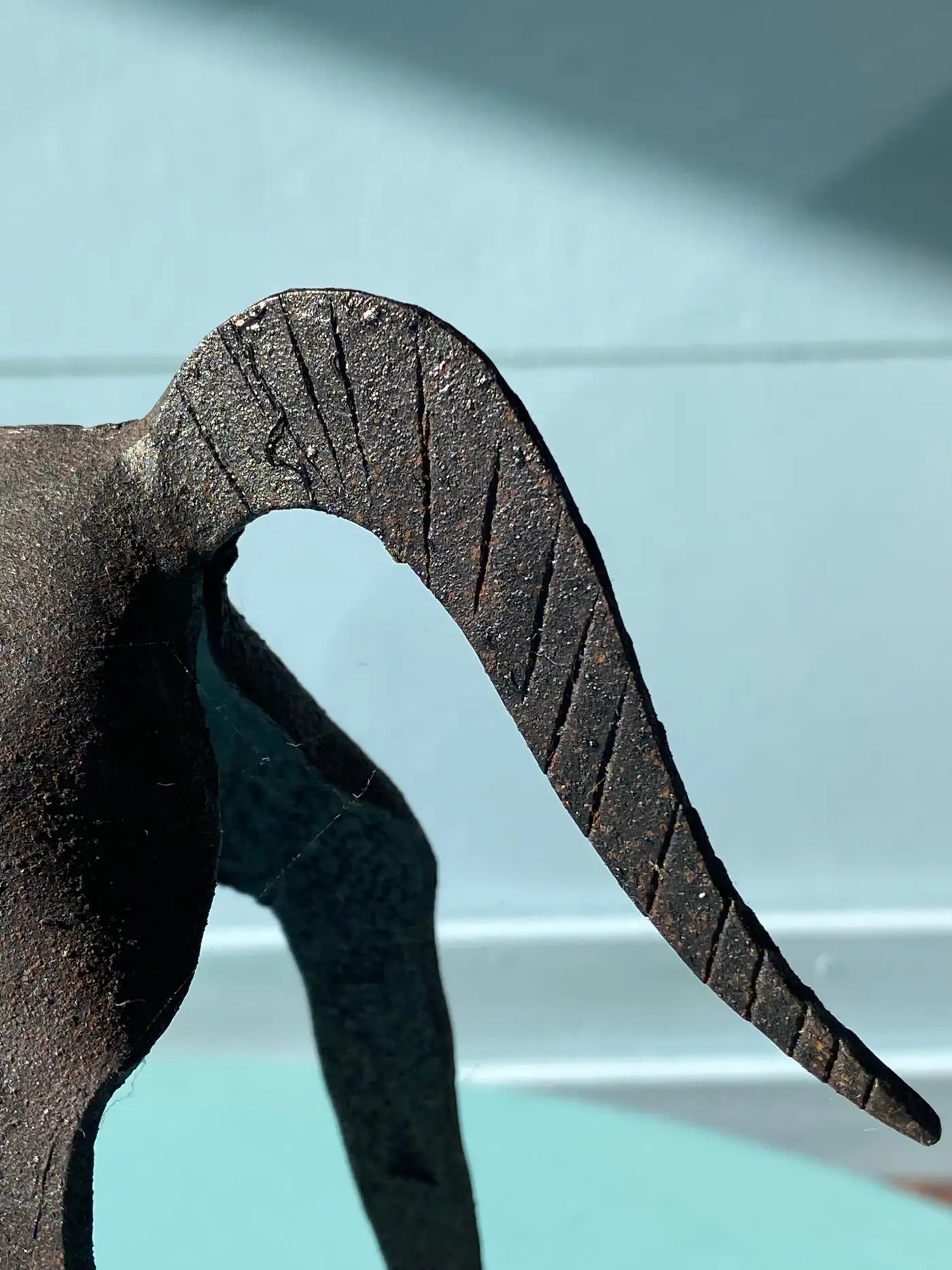 Brutalist Tribal Folk Wrought Iron Horse Figure 1950s Head Bowed