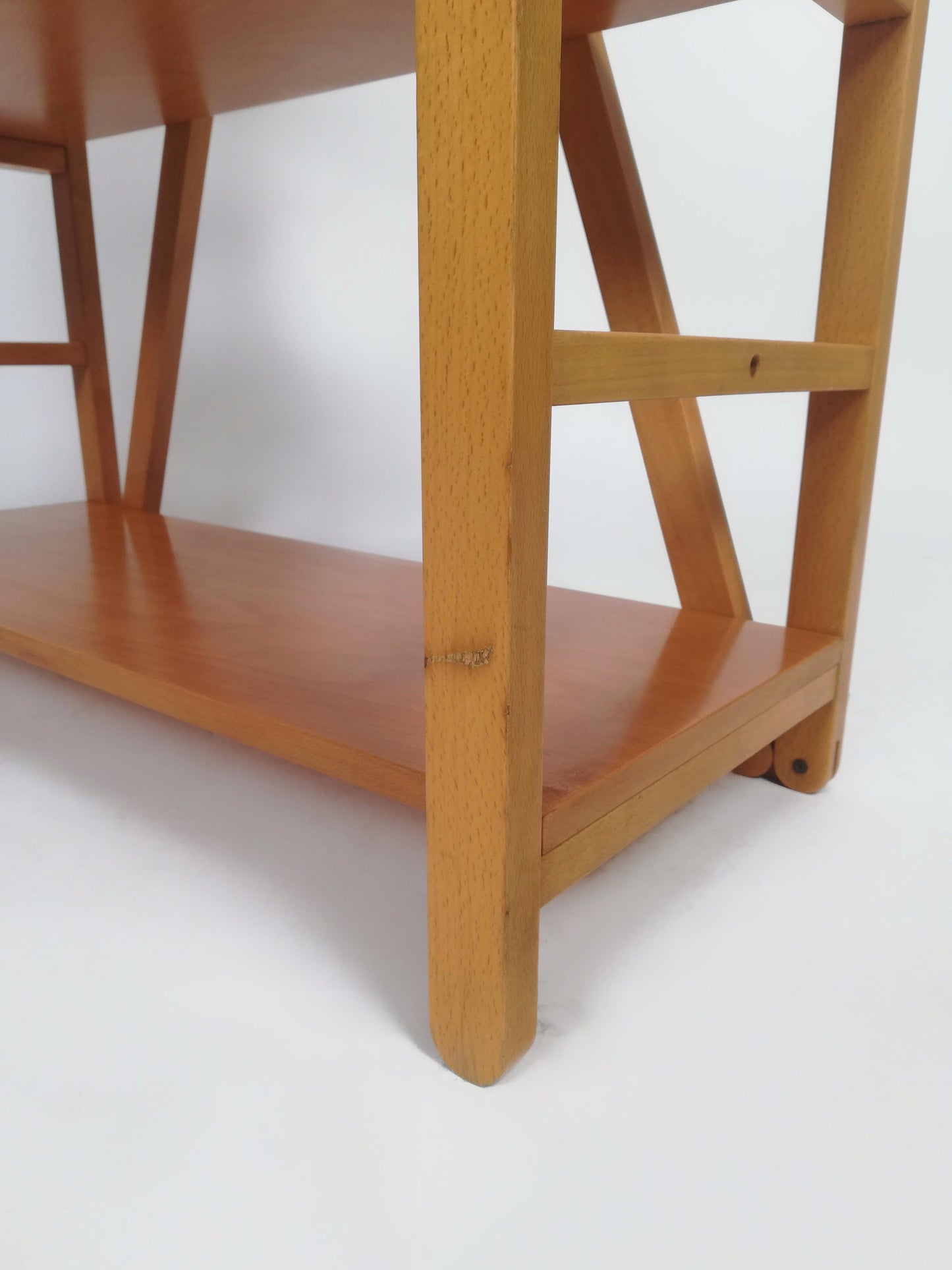 Scandinavian Modern Beech Wood Bookcase – 1970s Adjustable Shelving