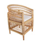 Set of Six Rattan and Wooden Armchairs with Beige Cushions