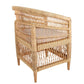 Set of Six Rattan and Wooden Armchairs with Beige Cushions