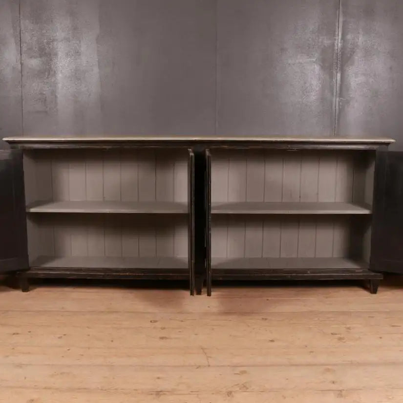 CUSTOM BUILT SWEDISH STYLE BLACK PAINTED 4-DOOR ENFILADE