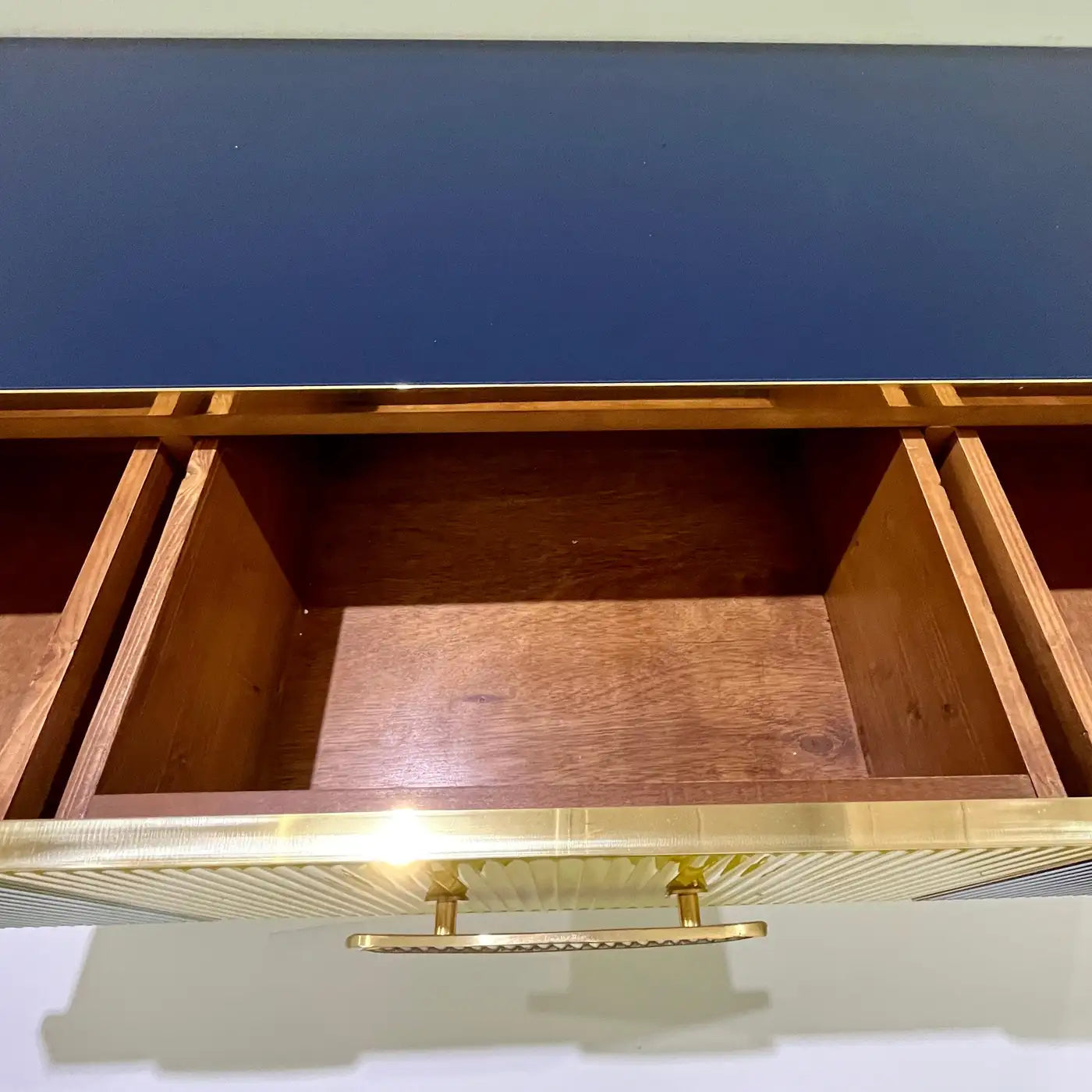 Bespoke Italian Multi-Color Glass & Brass 6-Drawer Modern Dresser