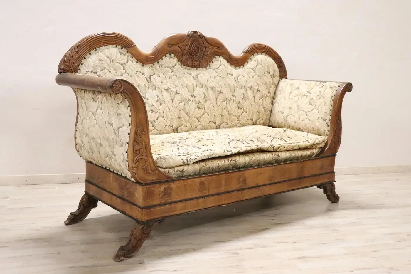 Carved Walnut Antique Large Settee