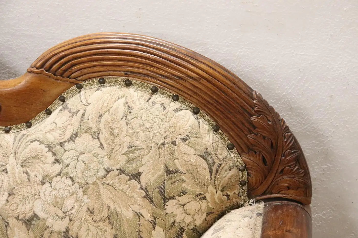 Carved Walnut Antique Large Settee