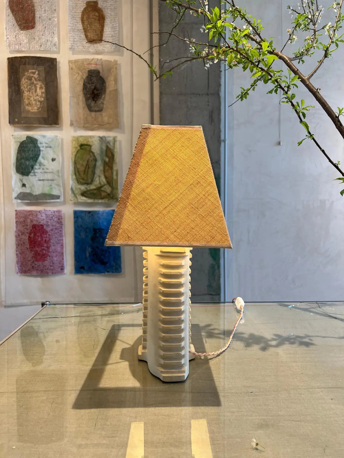 Refractory Ceramic Table Lamp with Textile Cable