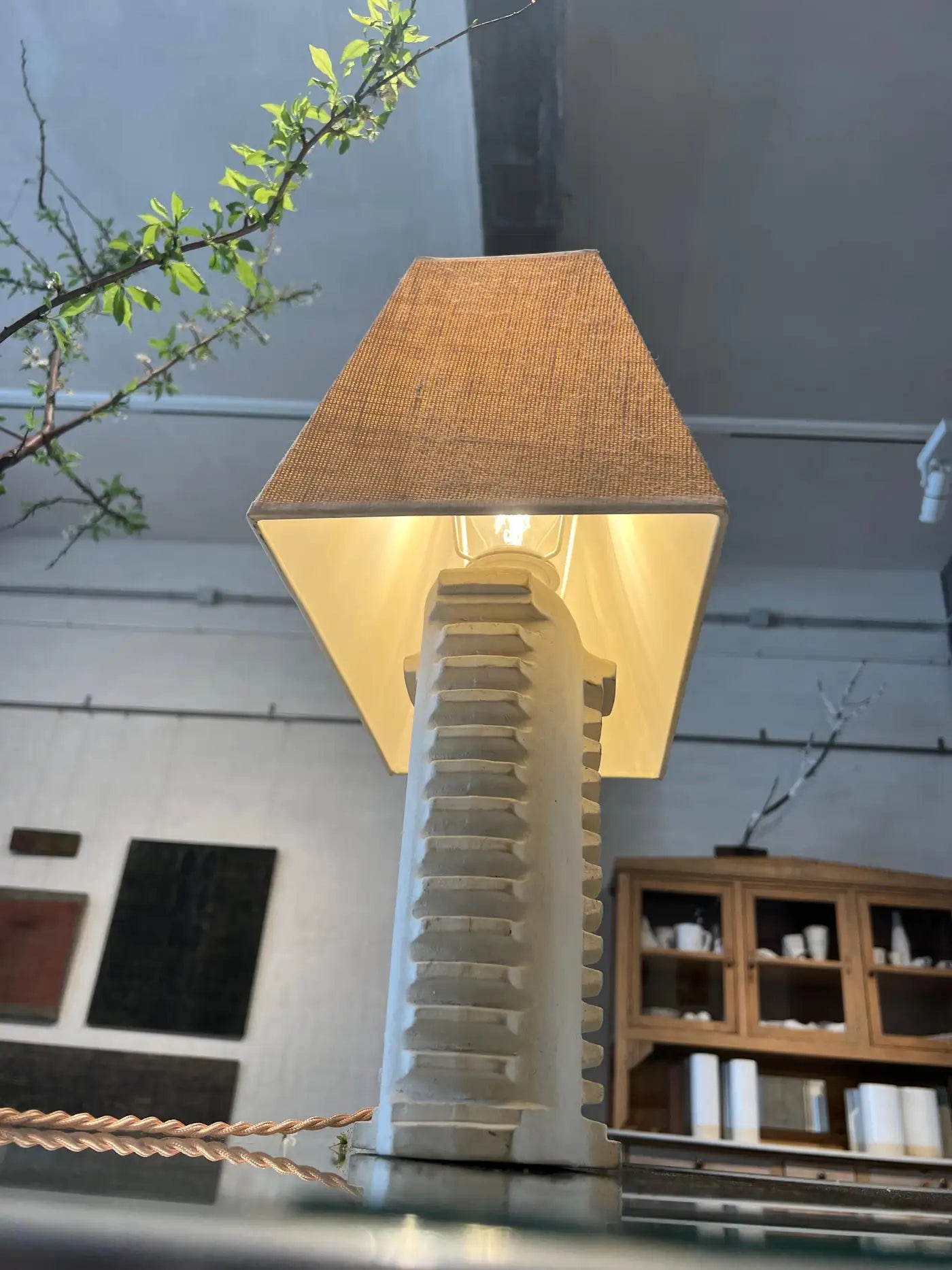 Refractory Ceramic Table Lamp with Textile Cable