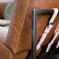 Potomac Tan Leather and Antique Nickel Two Seat Sofa with Charcoal Belting