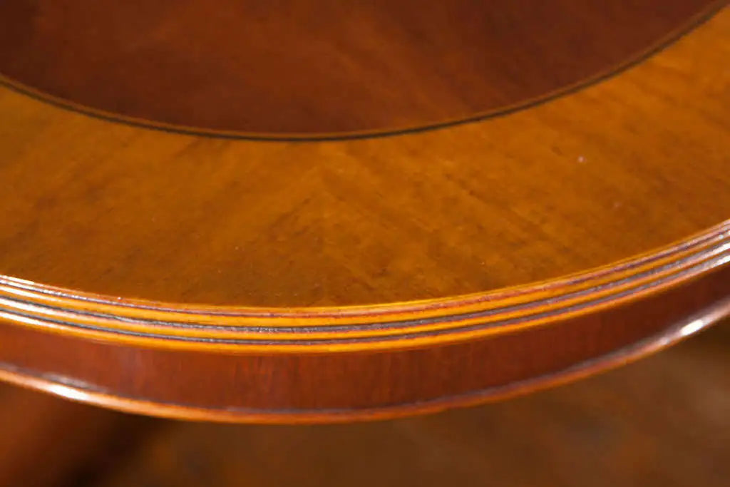 Custom English Flame Mahogany Double Pedestal Dining Table