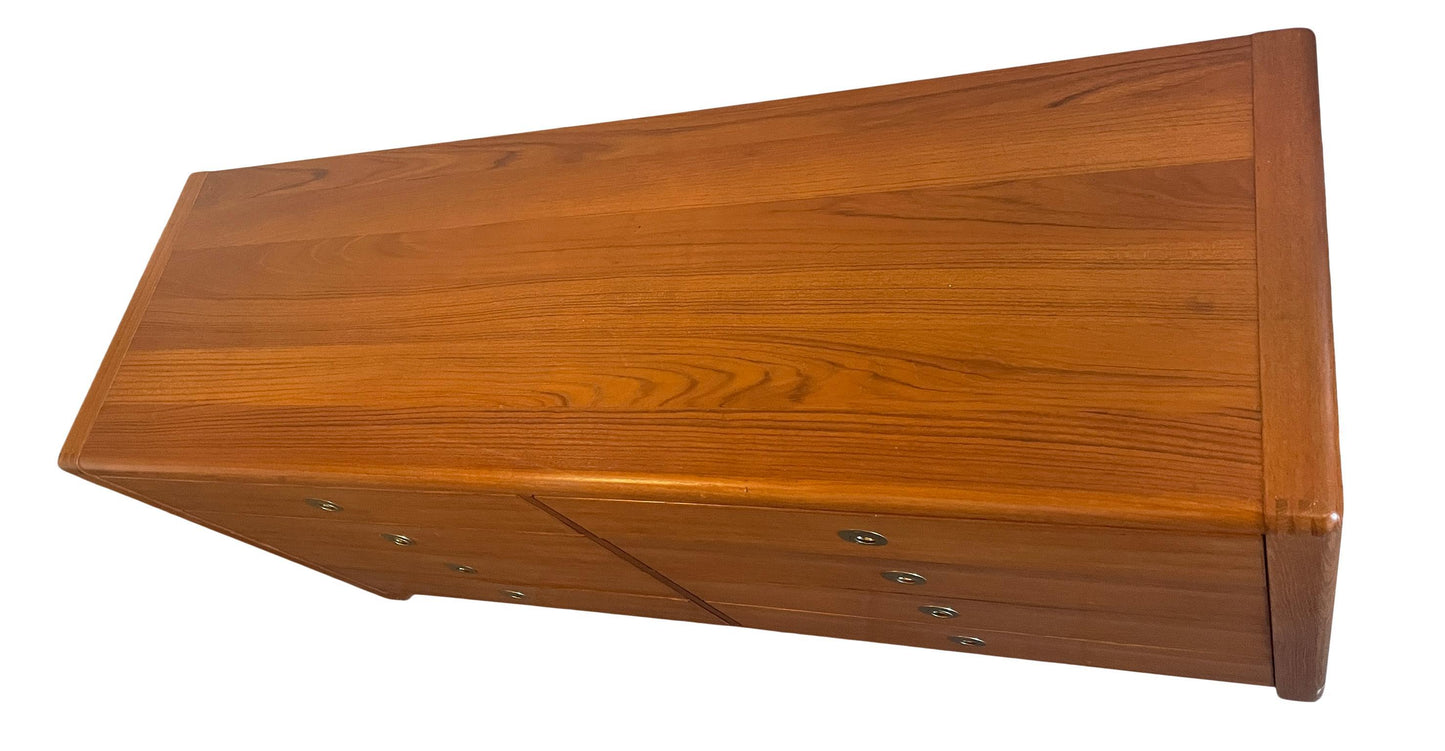 Mid-Century Danish Modern Teak 8-Drawer Dresser with Brass Finger Pulls