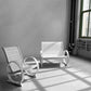 Mid-Century Painted Wood Outdoor Bench & Lounge Chair Set – Handmade
