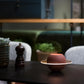 Tealight Candle Holder "Sfär Red Soil" in Glass and Glazed Porcelain