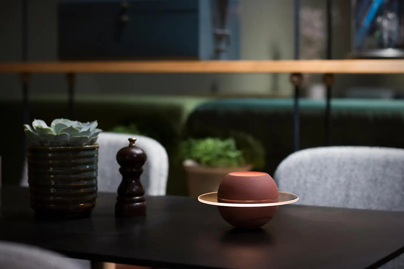 Tealight Candle Holder "Sfär Red Soil" in Glass and Glazed Porcelain