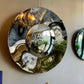 Distressed Bronze and Silver Concave Wall Mirror – Frameless Design