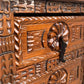 Antique Spanish Carved Walnut End Table or Nightstand with 2 Drawers