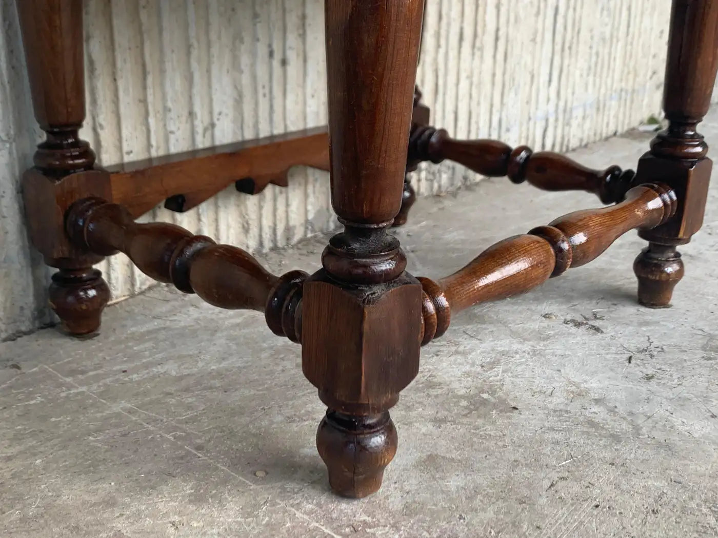 Antique Spanish Carved Walnut End Table or Nightstand with 2 Drawers