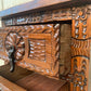 Antique Spanish Carved Walnut End Table or Nightstand with 2 Drawers