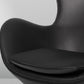 Set of Egg Lounge Chairs – Black Aniline Leather, Iconic Design
