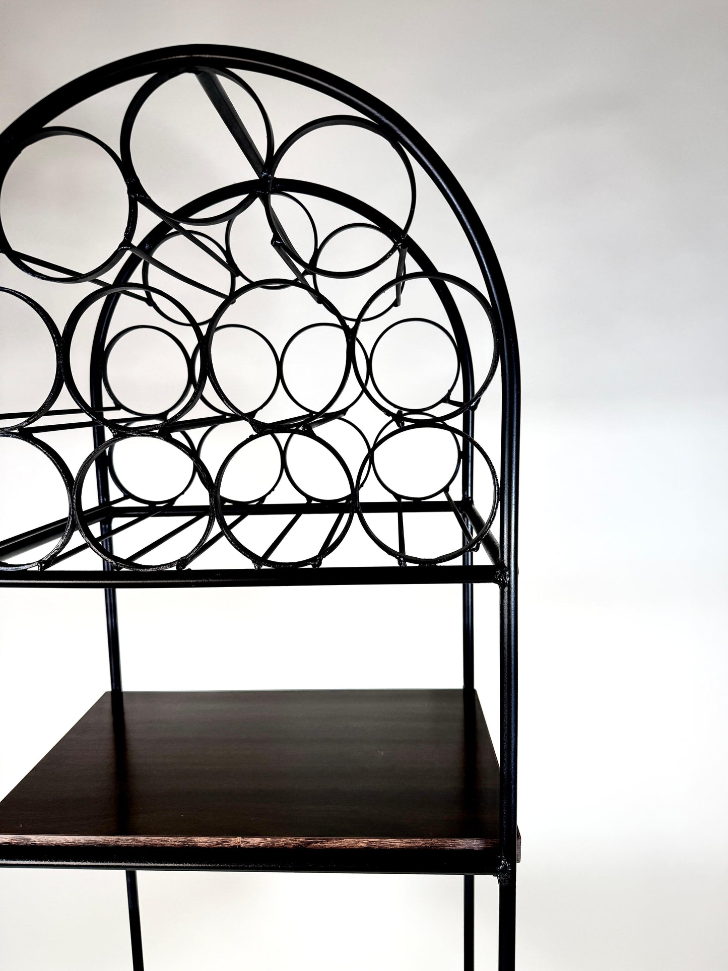 Vintage 1960s Arthur Umanoff Iron & Rattan Wine Rack with Shelves