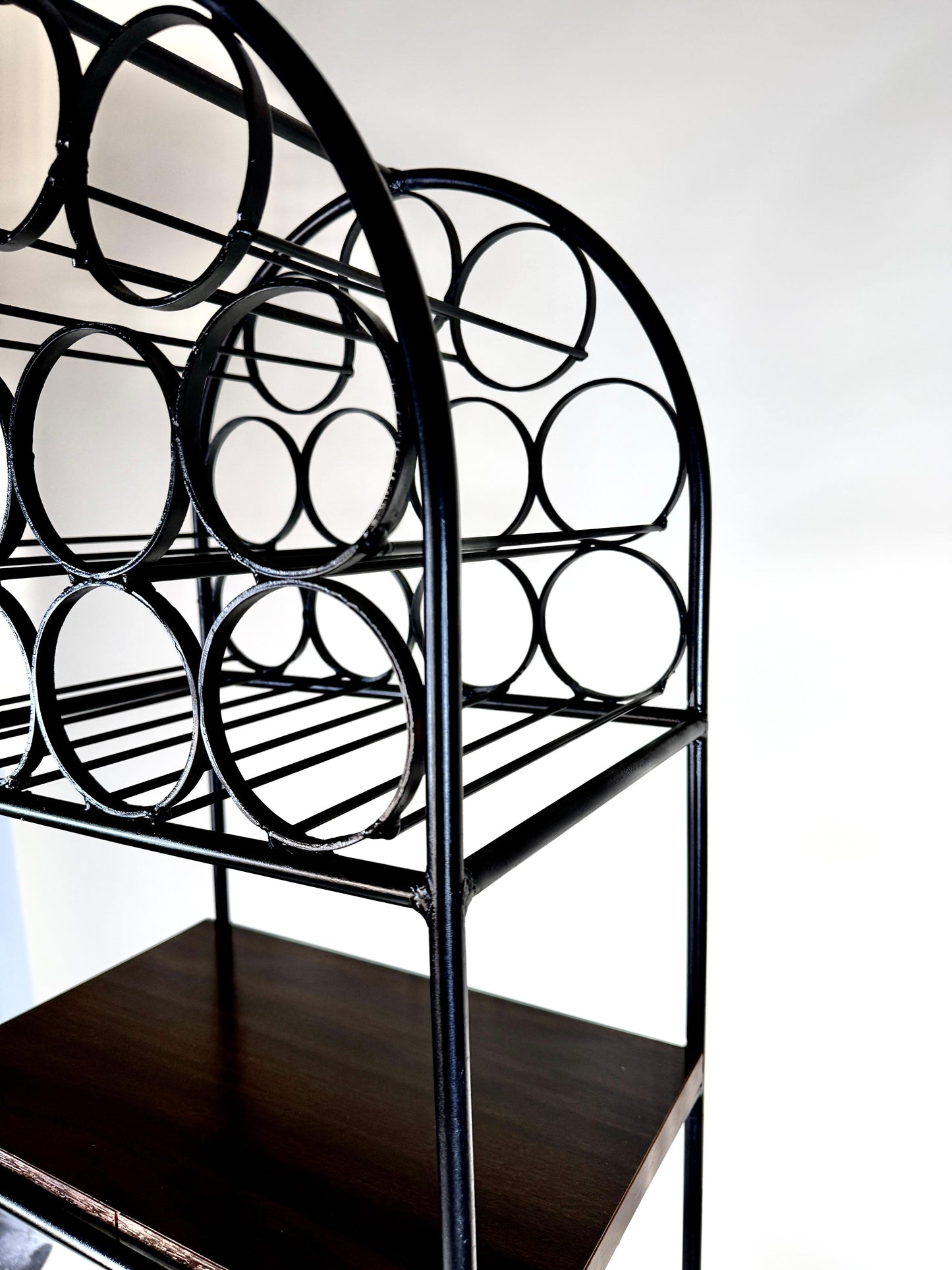 Vintage 1960s Arthur Umanoff Iron & Rattan Wine Rack with Shelves