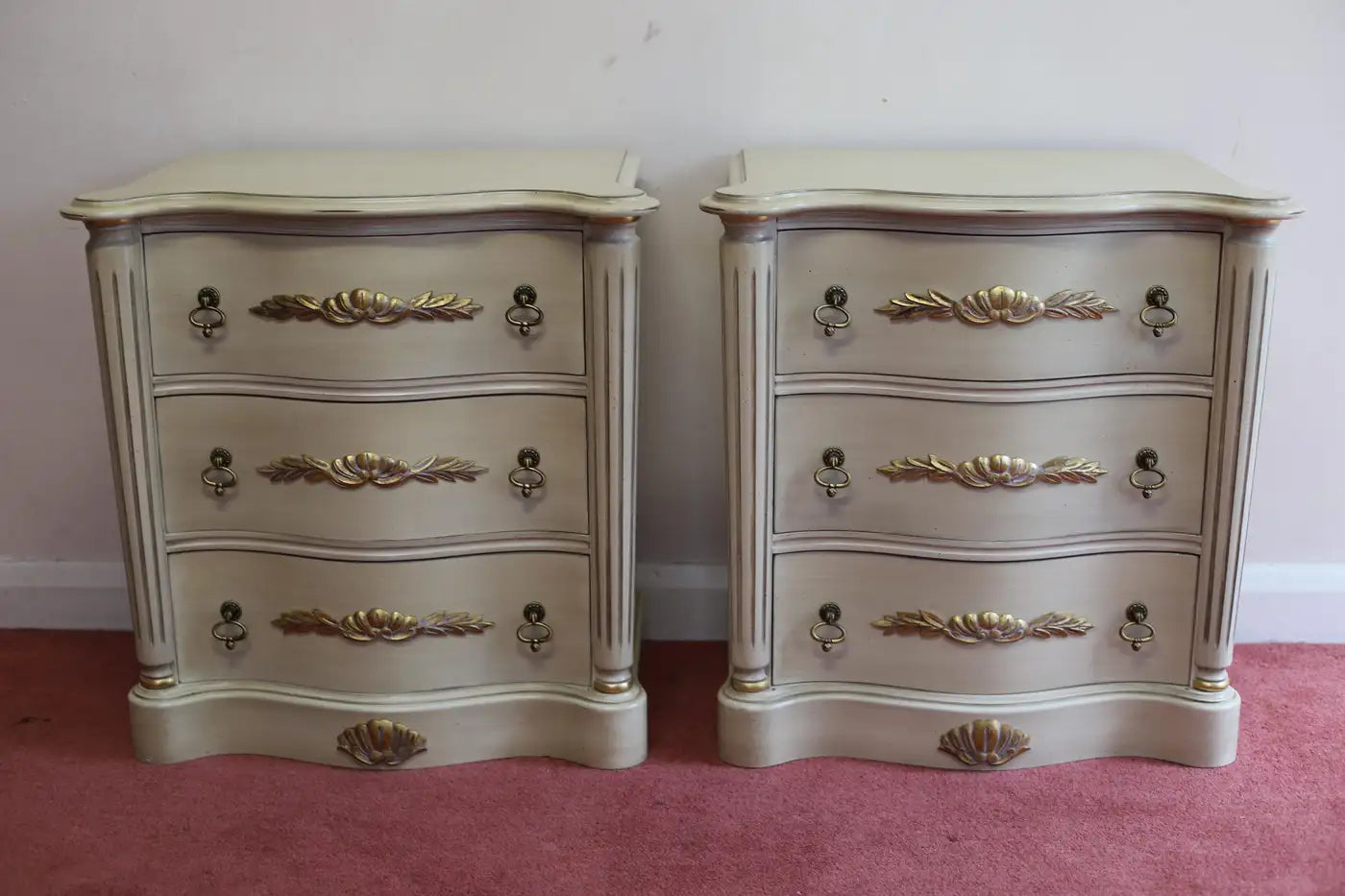 Lovely Pair Of Painted French Provincial Style Nightstands