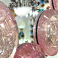 Contemporary Italian Custom Blush Pink Murano Glass Disc Modern Oval Mirror
