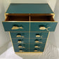 Bespoke Italian Emerald Blue Green Art Glass 6-Drawer Highboy Dresser