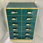 Bespoke Italian Emerald Blue Green Art Glass 6-Drawer Highboy Dresser