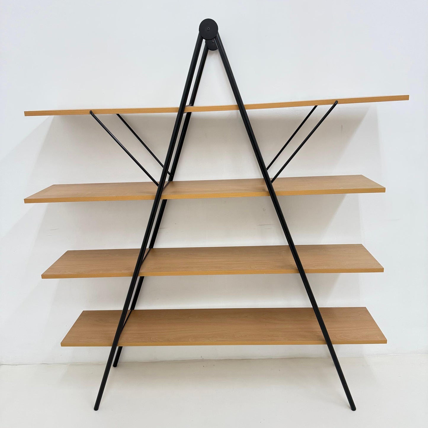 Vintage 1980s Postmodern Minimalist Wall Shelves – Metal & Wood