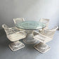Woven Fiberglass Patio Dining Set with Ottomans