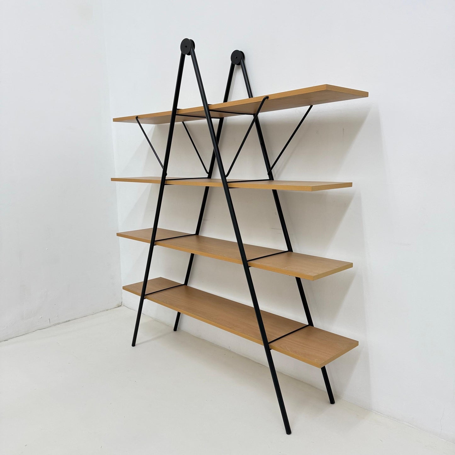 Vintage 1980s Postmodern Minimalist Wall Shelves – Metal & Wood