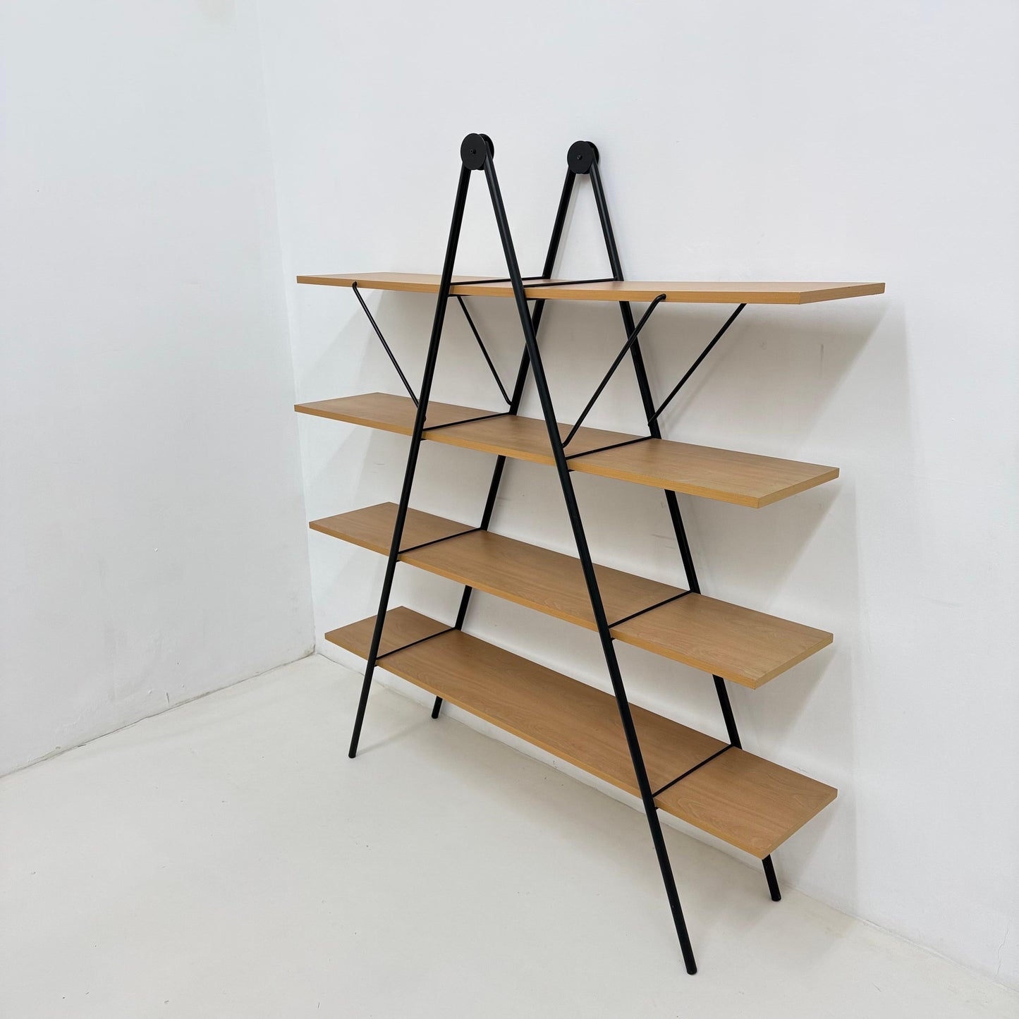 Vintage 1980s Postmodern Minimalist Wall Shelves – Metal & Wood
