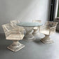 Woven Fiberglass Patio Dining Set with Ottomans