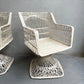 Woven Fiberglass Patio Dining Set with Ottomans